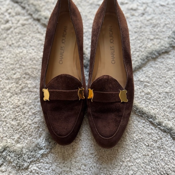 Charles Jourdan chocolate brown loafers suede leather slip on 7.5 - Picture 12 of 12